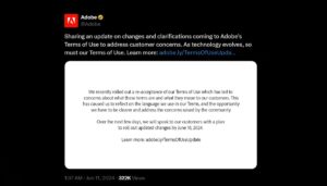 Adobe Backtracks on Terms of Use After MASS Exodus Threat