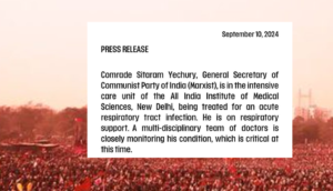 CPI(M) General Secretary Sitaram Yechury Critical in ICU No Significant Improvement After Acute Respiratory Infection
