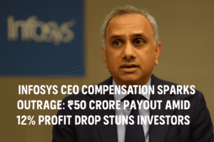 Infosys CEO Compensation Sparks Outrage: ₹50 Crore Payout Amid 12% Profit Drop Stuns Investors