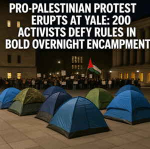 Pro-Palestinian Protest Erupts at Yale: 200 Activists Defy Rules in Bold Overnight Encampment