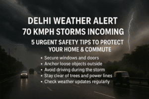Delhi Weather Alert: 70 kmph Storms Incoming – 5 Urgent Safety Tips to Protect Your Home & Commute