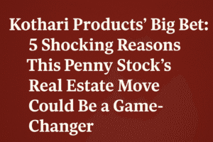 Kothari Products’ Big Bet: 5 Shocking Reasons This Penny Stock’s Real Estate Move Could Be a Game-Changer