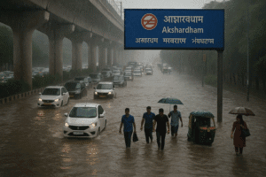 Delhi's Monsoon Fury: Red Alert as Heavy Rain Paralyzes Capital, Exposes Infrastructure Strain