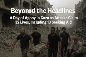 Beyond the Headlines: A Day of Agony in Gaza as Attacks Claim 32 Lives, Including 13 Seeking Aid