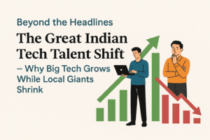 Beyond the Headlines: The Great Indian Tech Talent Shift – Why Big Tech Grows While Local Giants Shrink