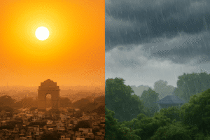 India's Weather Divide: Delhi Bakes in Post-Monsoon Heat While East Battens Down for Torrential Rains