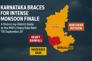 Karnataka Braces for Intense Monsoon Finale: A District-by-District Guide to the IMD’s Heavy Rain Alert Till September 29