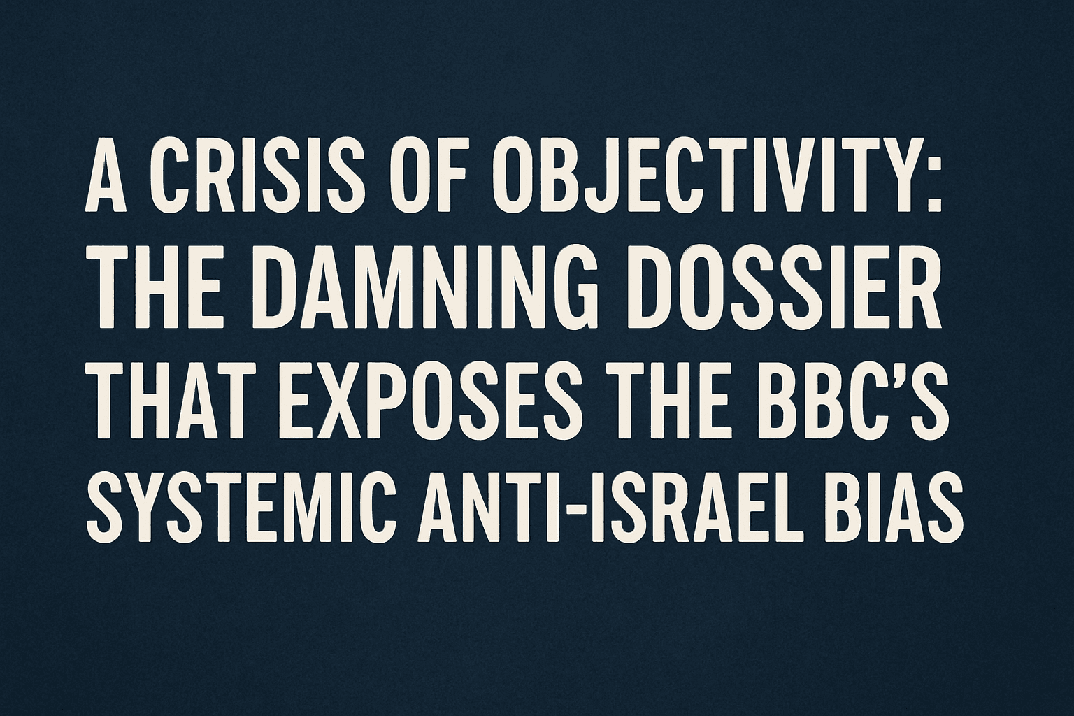 A Crisis of Objectivity: The Damning Dossier That Exposes the BBC’s Systemic Anti-Israel Bias 