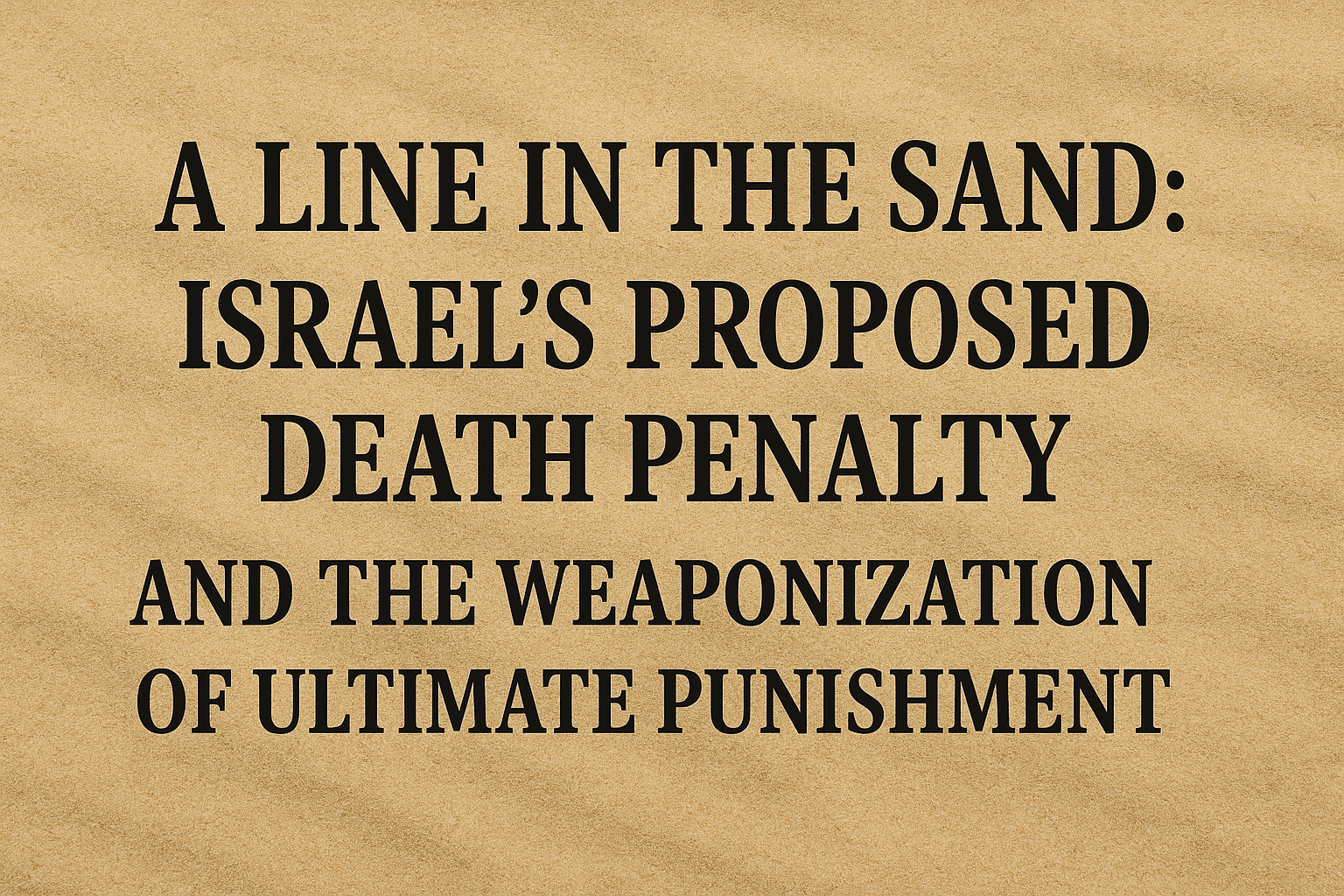 A Line in the Sand: Israel’s Proposed Death Penalty and the Weaponization of Ultimate Punishment 