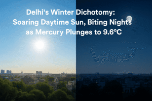 Delhi's Winter Dichotomy: Soaring Daytime Sun, Biting Nights as Mercury Plunges to 9.6°C 