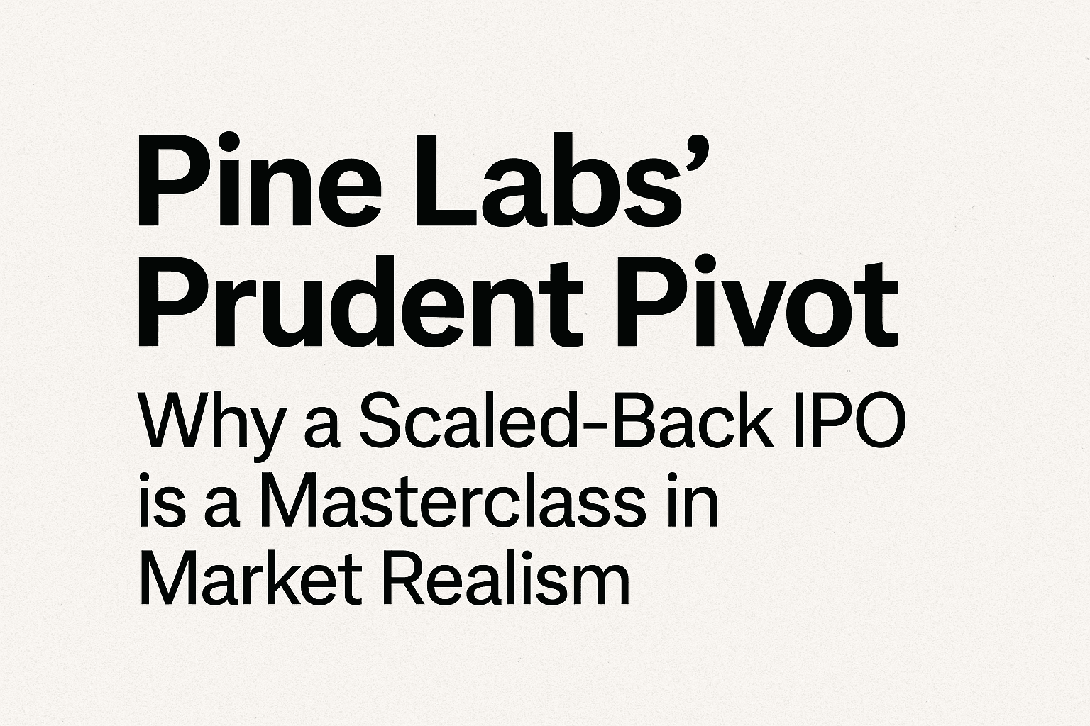 Pine Labs' Prudent Pivot: Why a Scaled-Back IPO is a Masterclass in Market Realism 