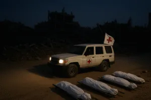 The Cease-Fire's Heavy Toll: A Somber Exchange of the Dead Tests a Fragile Peace 