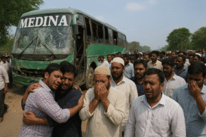 Tragedy on the Road to Medina: A Community in Hyderabad Grieves After Pilgrimage Bus Crash Claims 45 Lives 