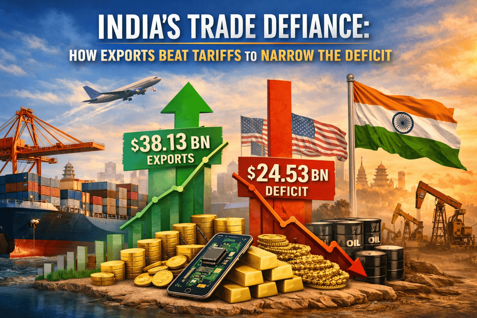India's Trade Defiance: How Exports Beat Tariffs to Narrow the Deficit 