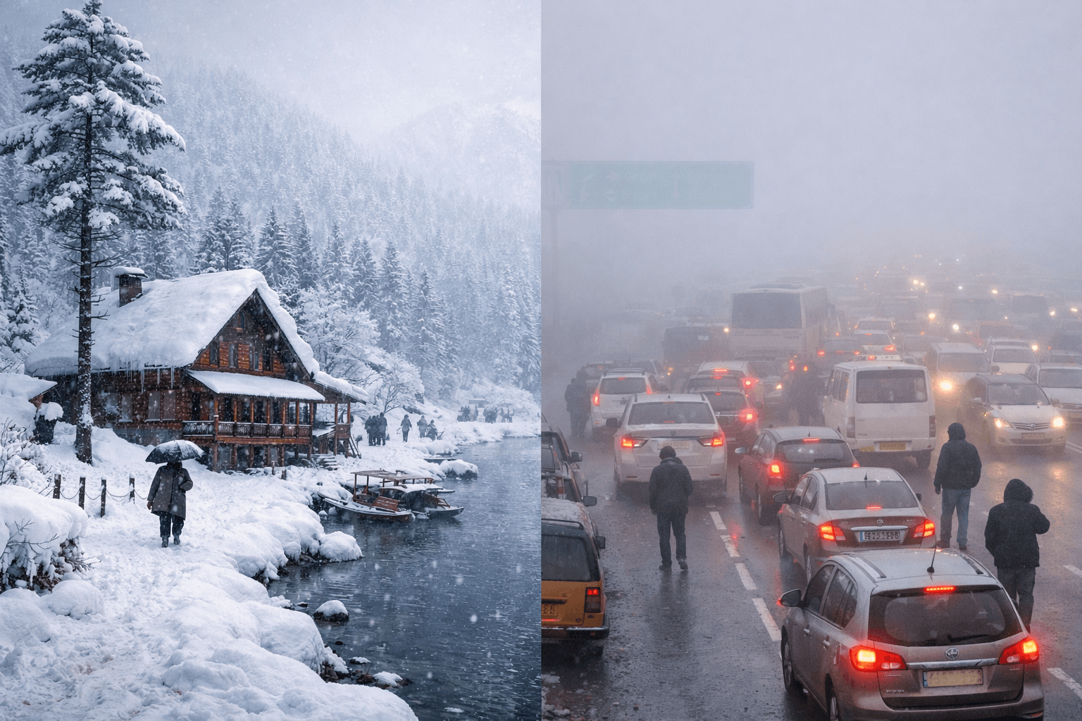 North India Gripped by Winter's Fury: Kashmir Snowfall Meets Widespread Fog and Travel Chaos 