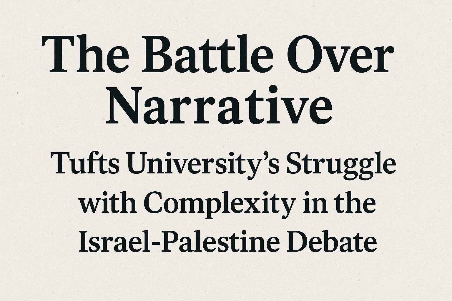 The Battle Over Narrative: Tufts University’s Struggle with Complexity in the Israel-Palestine Debate 