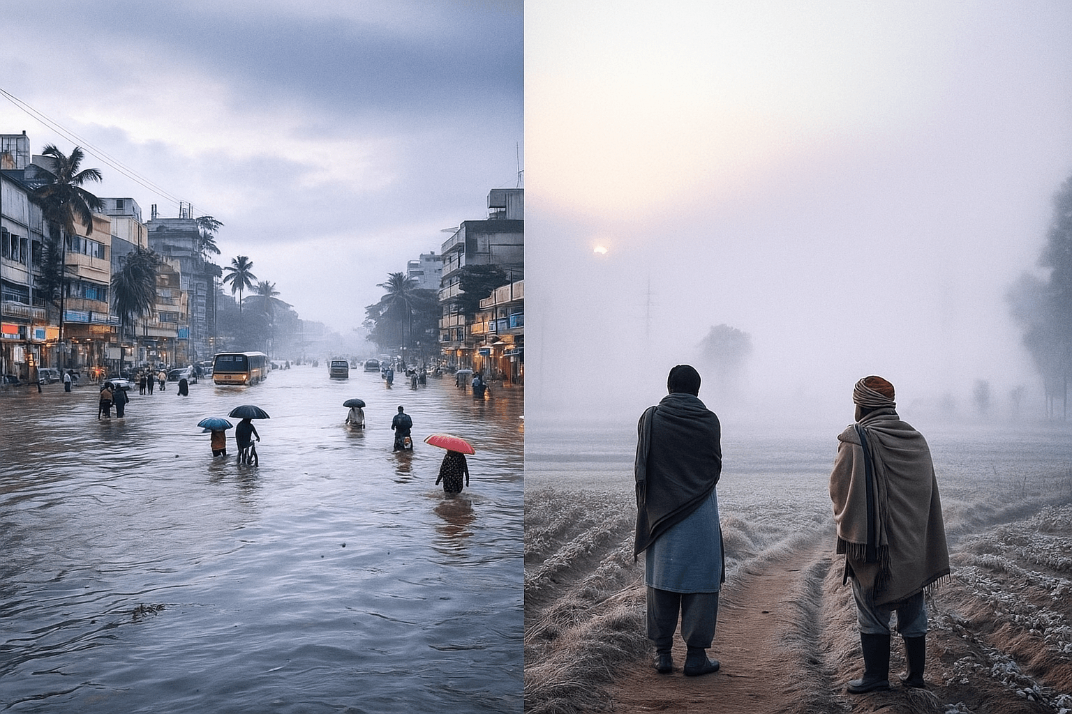 Weather Extremes Grip India: Southern Deluge Meets Northern Chill as Climate Patterns Collide 