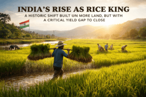 India’s Rise as Rice King: A Historic Shift Built on More Land, But With a Critical Yield Gap to Close 