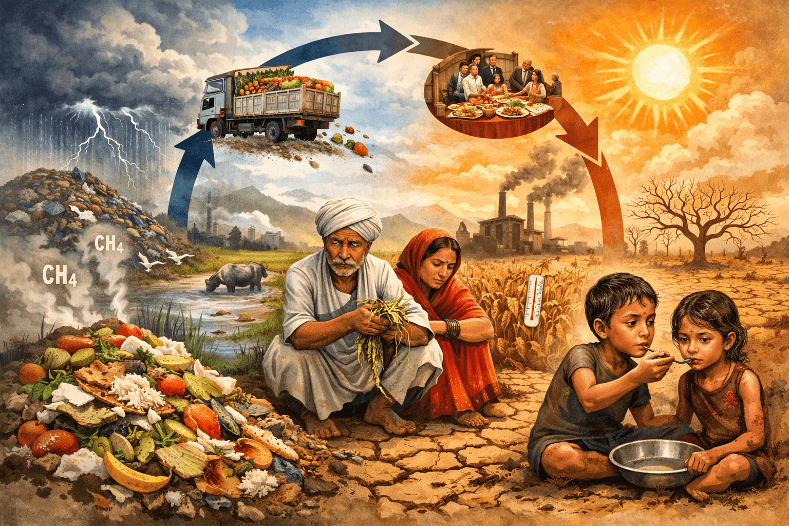 The Vicious Cycle: How India's Food Waste Feeds Climate Change and Deepens Hunger 