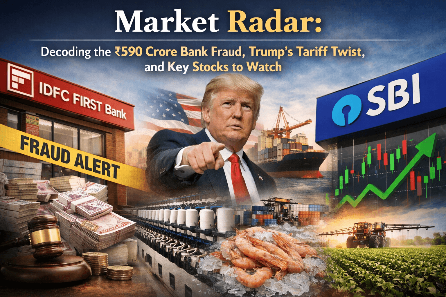 Market Radar: Decoding the ₹590 Crore Bank Fraud, Trump's Tariff Twist, and Key Stocks to Watch 