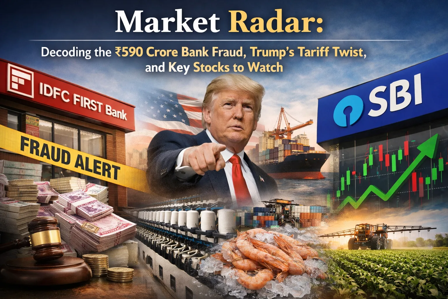 Market Radar: Decoding the ₹590 Crore Bank Fraud, Trump's Tariff Twist, and Key Stocks to Watch 