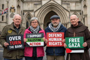 ‘We knew it was illegitimate’: the retirees caught in the UK’s controversial terror law crackdown 