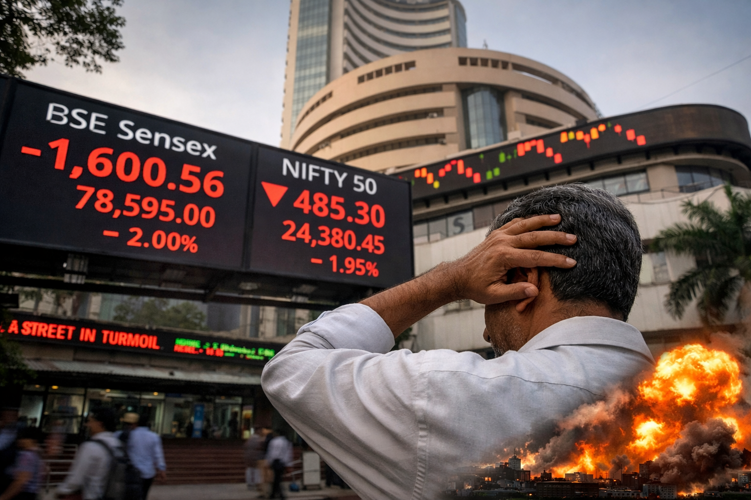 Bloodbath on Dalal Street: Nifty Cracks Below 24,400, Sensex Plunges 1,600 Points as Iran Fears Ignite a Perfect Storm 
