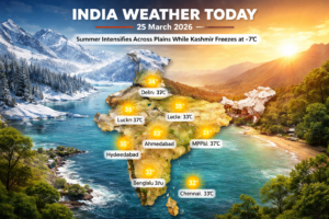 India Weather Today (25 March 2026): Summer Intensifies Across Plains While Kashmir Freezes at -7°C – A State-by-State Breakdown 