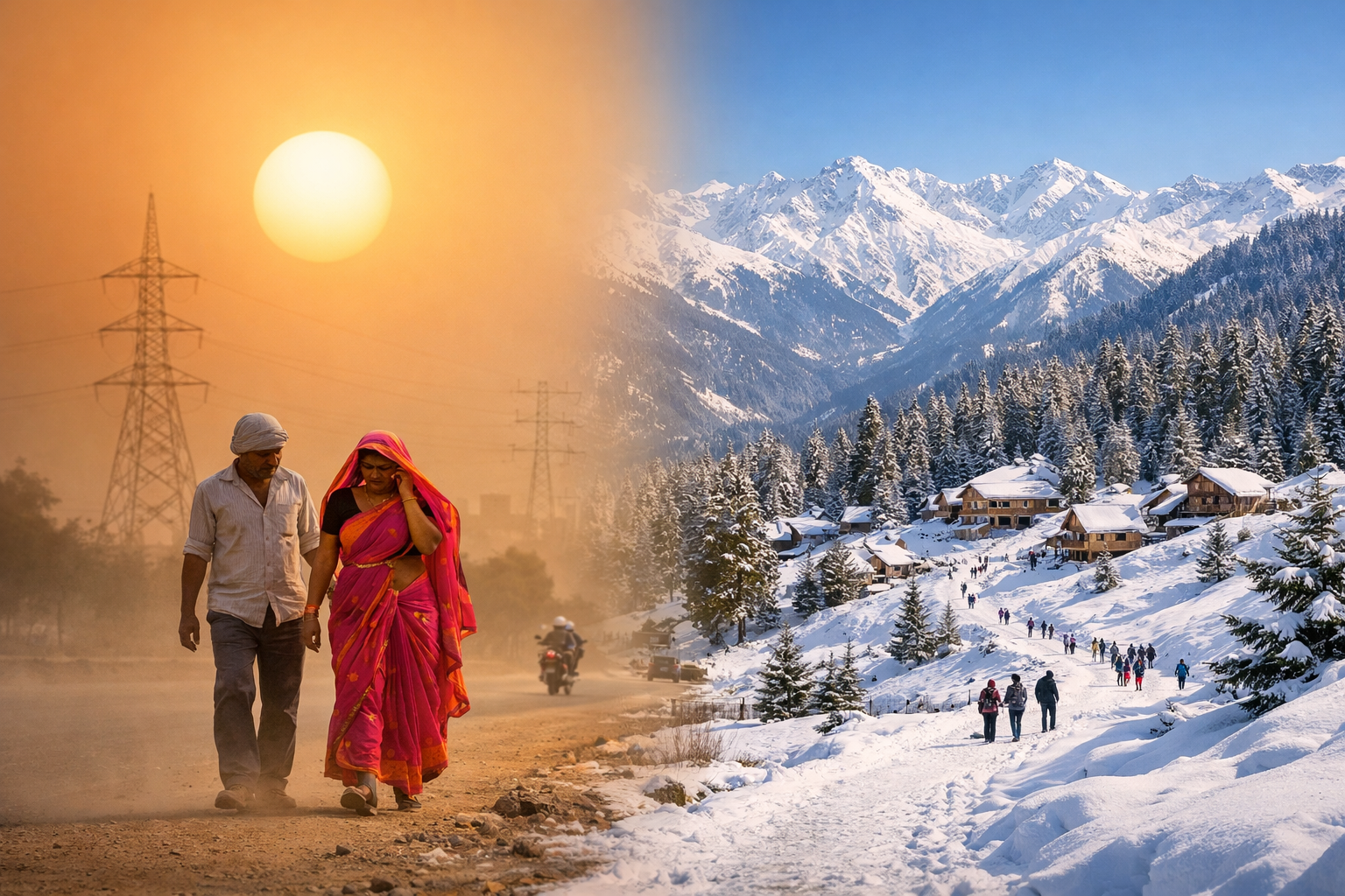 India’s Great Weather Divide: Record Heat Scorches Plains as Snow Revives the Hills on March 9 