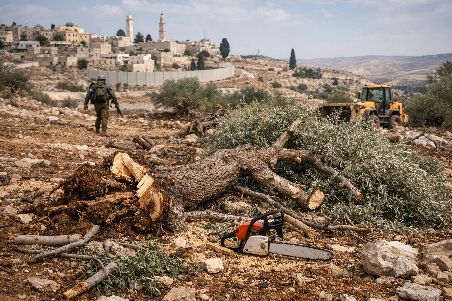 The Chainsaw’s Echo: In the West Bank, the Uprooting of Olive Trees Is an Uprooting of History 